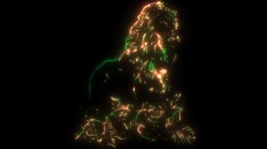 Çiçekli aslanın dijital animasyon lazeri