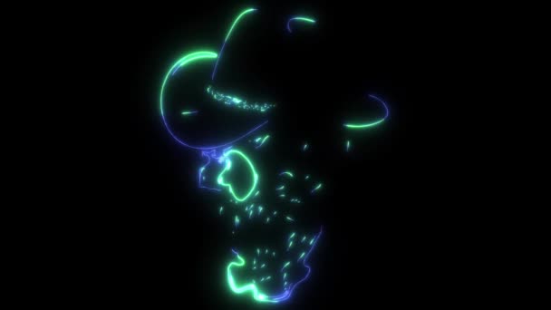 Digital Animation Laser Skull Cowboy — Stock video