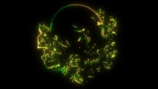 Laser Animație Digitală Craniu Trandafiri Frumoși — Videoclip de stoc