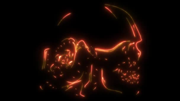 骷髅头头盔玫瑰数码动画激光器 — 图库视频影像