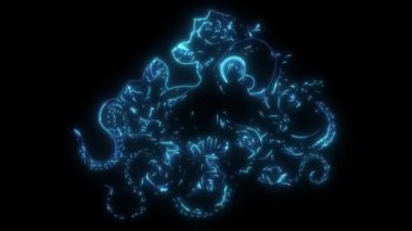 Ahtapot 'un gül çiçekli dijital animasyon lazeri