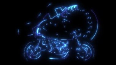 Cafe Racer motorsikletinin dijital animasyon lazeri