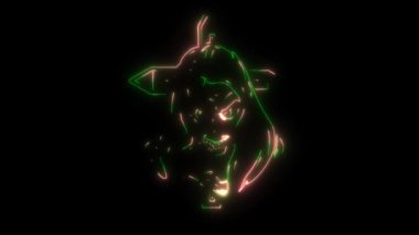 Şeytan kafa maskesinin dijital animasyon lazeri