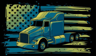 Klasik Amerikan Kamyonu. Vektör çizimi