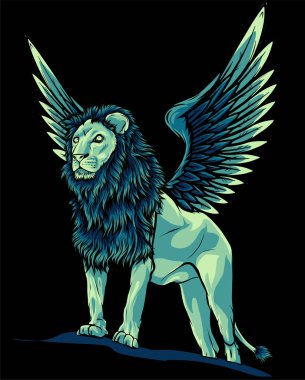 illustration of Winged Lion in vector clipart