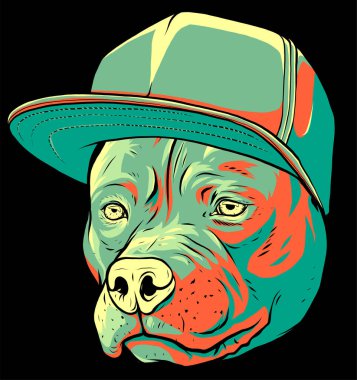 Kapakta Pitbull 'un vektör çizimi.