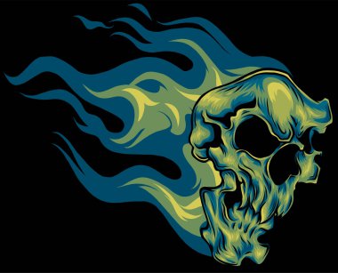 vector Burning skull with flame hair