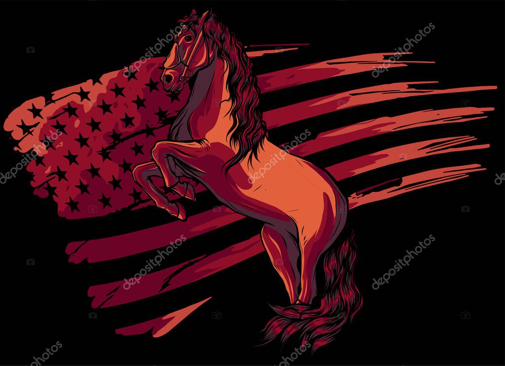 Running Horse American Distressed Flag