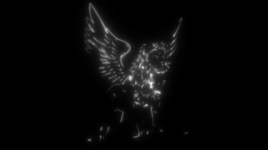 Kanatlı Aslan neon tarzında