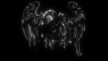 Neon tarzı kanatlı baş aslan.