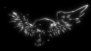 kanatları neon şeklinde olan kafatası