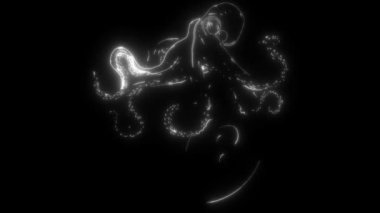 kraken ahtapotu beyaz arkaplanda sekiz top biliard üzerinde.