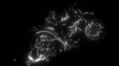 Motokros motorsikletinin etrafında alevler içinde kafatasları