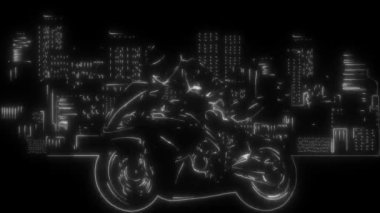 Neon tarzı süper motosiklet sürücüsü
