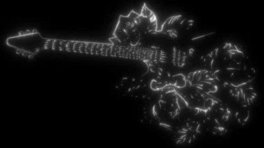 elektro gitarın ana hatlarını neon şeklinde çiz