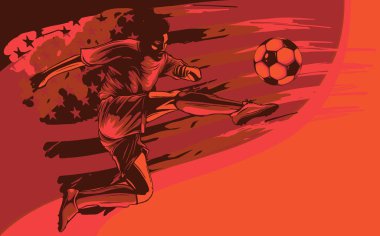 Amerikan bayrağı taşıyan futbolcunun resmi