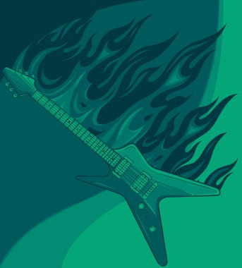 Yanan elektro gitarın çizimi