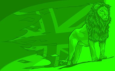 İngiliz Büyük Britanya sendikası bayraklı bir Aslan resmi