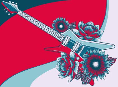 Çiçekli elektrikli gitarın çizimi