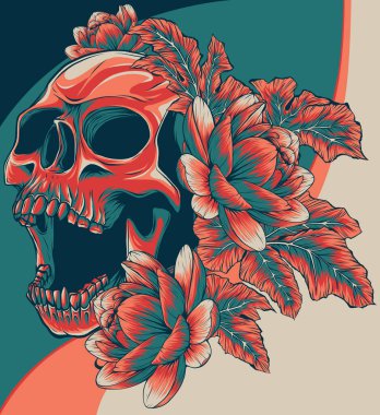 Kurukafa ve nilüfer çiçeğinin çizimi