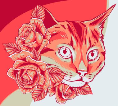 Güllü kedi kafası çizimi