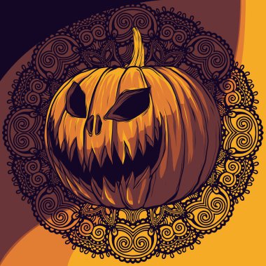 Mandala Cadılar Bayramı Balkabağının vektör çizimi