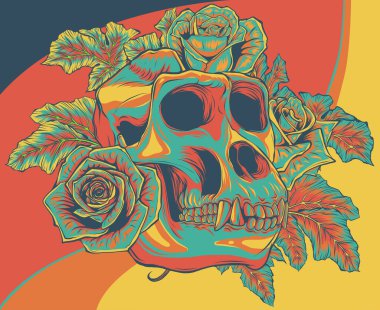 Güllü maymun kafatası çizimi