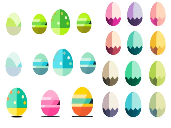 Uova Pasqua Pasqua Dolce Colorato Con Motivi Decorativi Sfondo Bianco — Vettoriale Stock