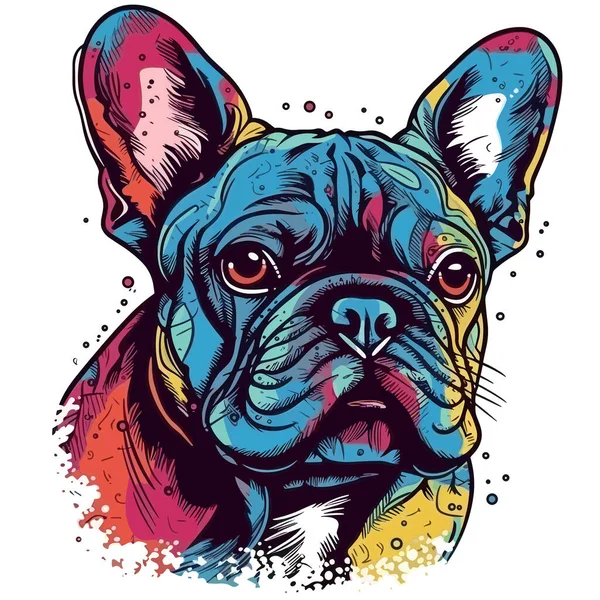 Adorável Francês Bulldog Desenho Animado Shirt Design Gráfico Vetorial Lúdico — Vetor de Stock