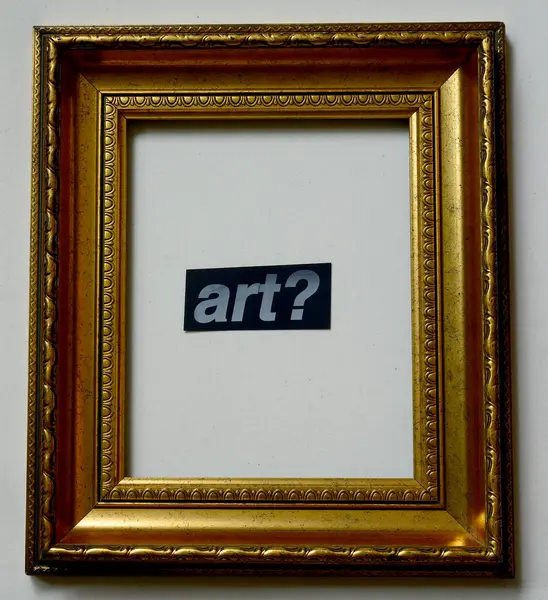 Palabra Arte Con Una Marca Qustion Marco Oro Preguntando Arte — Foto de Stock