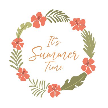 Yaz mevsimi çiçekli çelenk zamanı. Vektör illüstrasyonu 