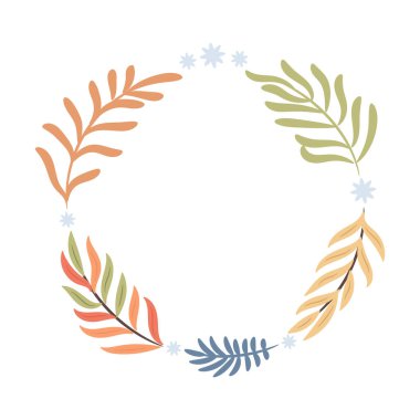 Soyut yaprak çelengi. Vektör illüstrasyonu.