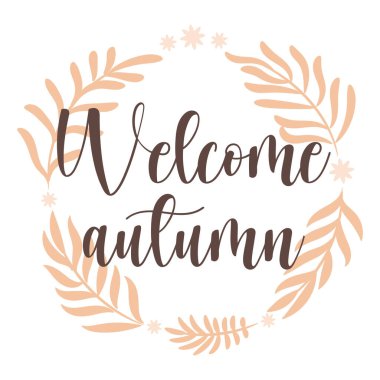 Hoş geldin sonbahar. Soyut yaprak çelengi. Vektör illüstrasyonu.