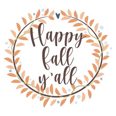 Hepinize mutlu düşüşler. Soyut yaprak çelengi. Vektör illüstrasyonu.