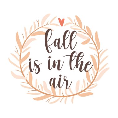 Havada düşüş var. Soyut yaprak çelengi. Vektör illüstrasyonu.