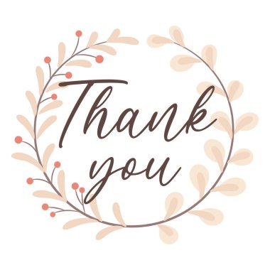 Teşekkür ederim. Soyut yaprak çelengi. Vektör illüstrasyonu.