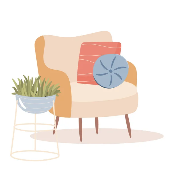 Gemütliches Zuhause Sessel Mit Kissen — Stockvektor