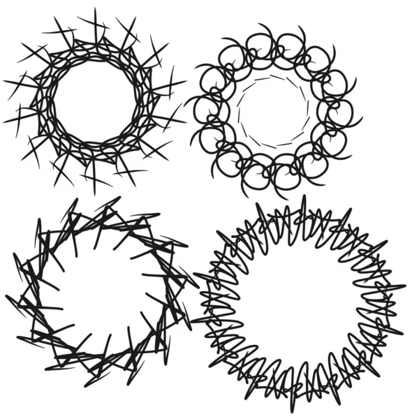 Σύνολο Κυκλικών Και Ακτινωτών Αφηρημένων Σχεδιαστικών Στοιχείων Πλαισίων Κυκλικό Μοτίβο — Φωτογραφία Αρχείου