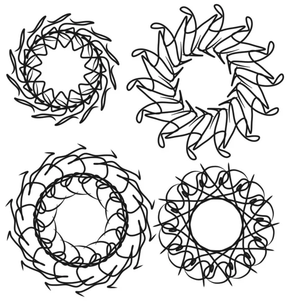 Set Mandala Astratti Circolari Radiali Illustrazione Digitale — Foto Stock