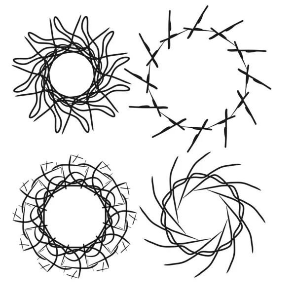 円形と放射状の抽象的なデザイン要素 フレームのセット 円形のパターン デジタルイラスト — ストック写真