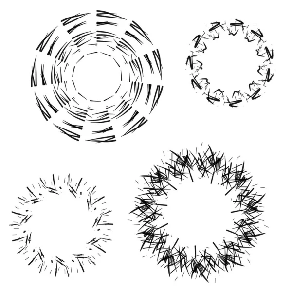 Set of circular and radial abstract design elements, frames. Circular pattern. Digital illustration
