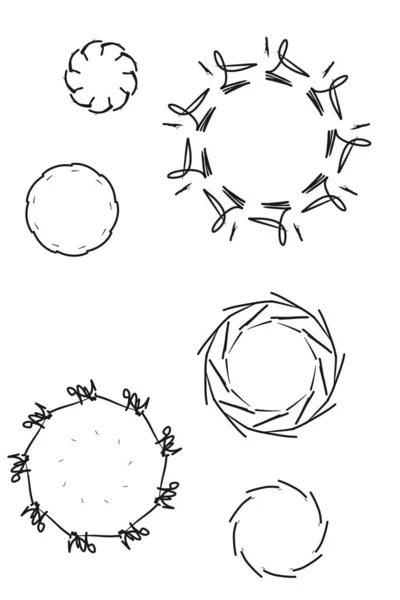 Conjunto Elementos Design Abstratos Circulares Radiais Quadros Padrão Circular Ilustração — Fotografia de Stock