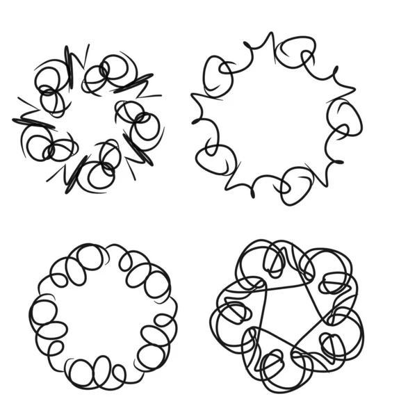 Set Cornici Cerchi Modello Semplice Illustrazione Digitale Elementi Design — Foto Stock