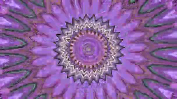 Caleidoscopio Color Púrpura Con Hermosos Rayos Circulares Decorativos Fondo Psicodélico — Vídeos de Stock