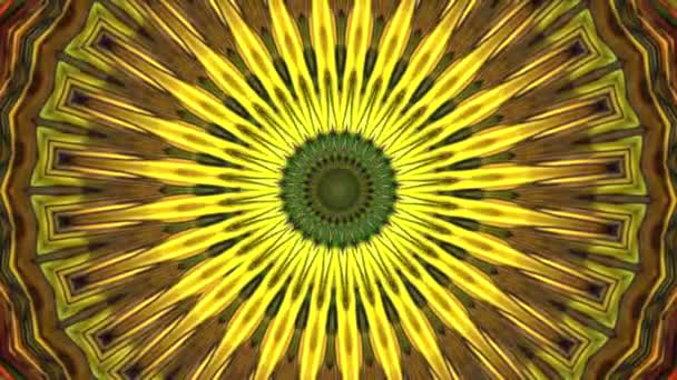 Ozdoba Smíšených Barev Paprsků Hvězd Žlutohnědých Tónech Kaleidoskopický Efekt Pohybu — Stock video