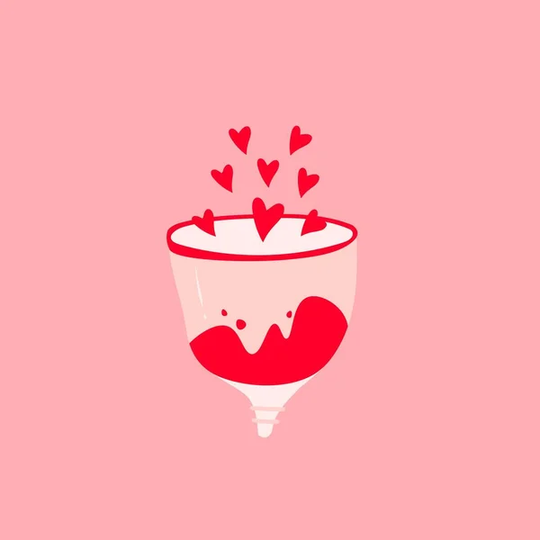 Menstrual cup. Menstruation theme. Period. Feminine hygiene product. Zero waste object. Menstrual protection, feminine hygiene. Hand drawn trendy vector illustration