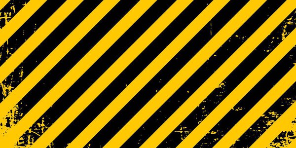 warning sign with black stripes on yellow background.