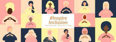 Uluslararası Kadınlar Günü afişi. #InspireInclusion