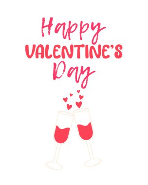 Beyaz arka planda izole edilmiş aşk hakkında romantik cümleler yazan Sevgililer Günü kartı. Vektör İllüstrasyonu - Vektör