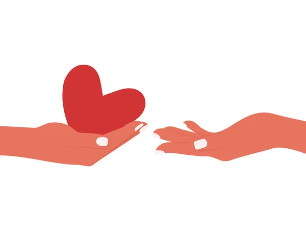 Das Herz Wandert Von Hand Hand Freiwillige Oder Freunde Teilen — Stockfoto